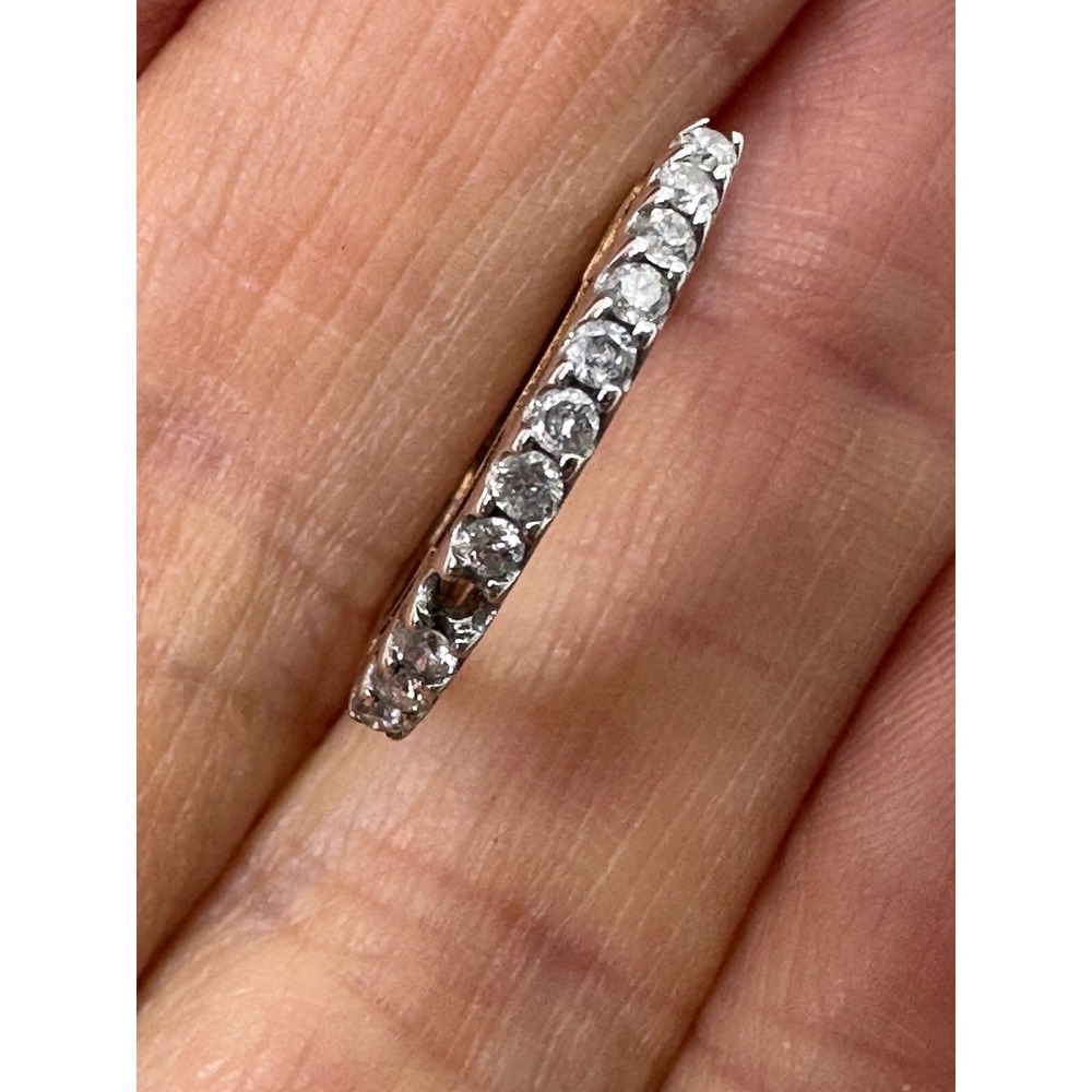 10k MSI Gold Hoop Diamonds Earring SINGLE ONLY ONE Hinged Post *Missing 1 Stone - Picture 12 of 15